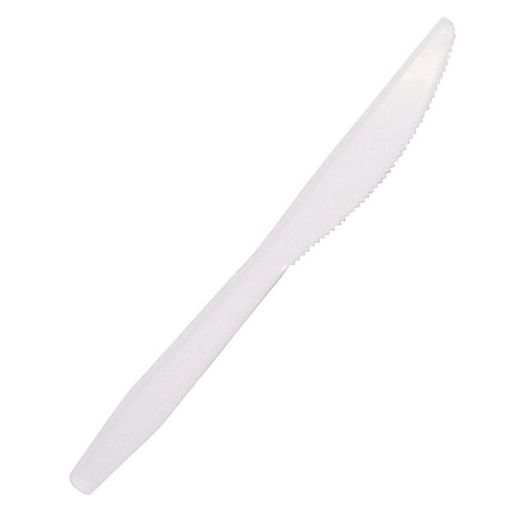 Medium-Weight Disposable Plastic Knives, White, 1,000 Count