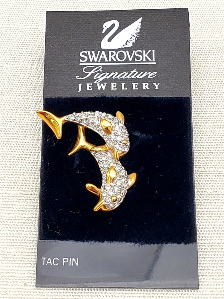 Swarovski Dolphin Tac Pin Pave Crystals