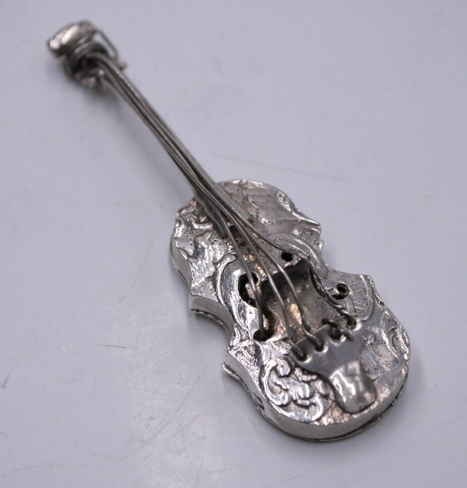 RARE SOLID SILVER VIOLIN BOX NETHERLANDS DUTCH SILVER or GERMANY