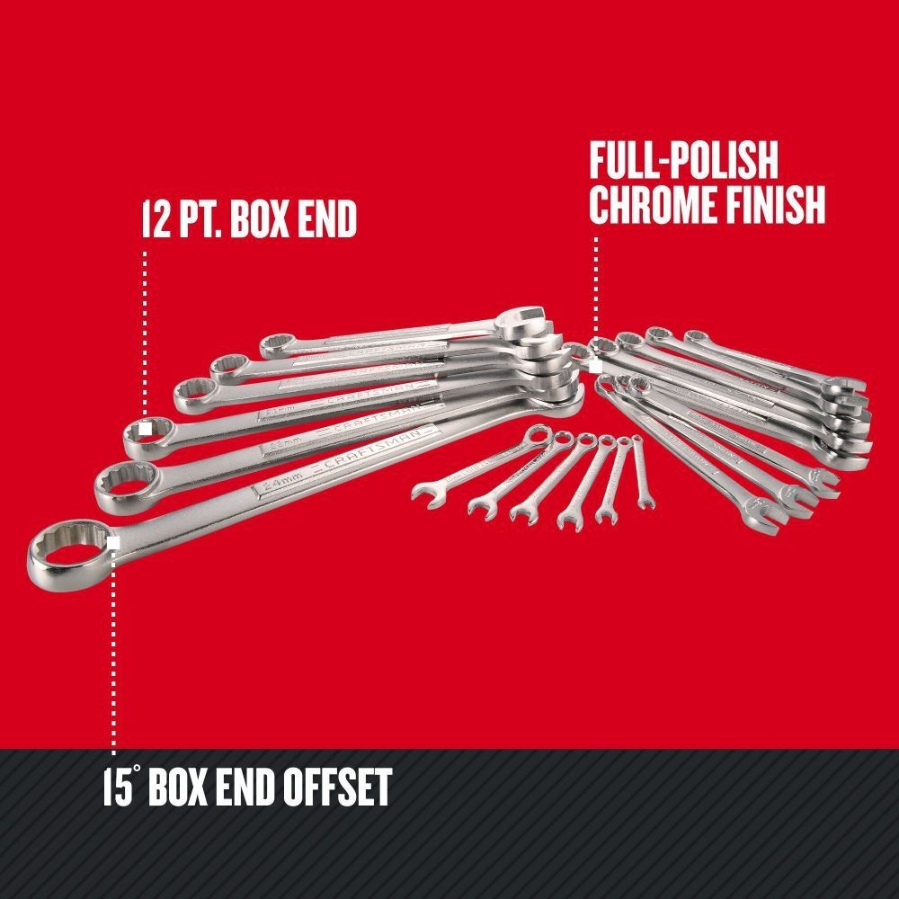 CRAFTSMAN Metric Combination Wrench Set, 20pc