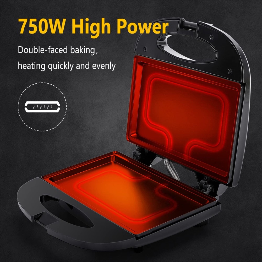 Compact Electric Sandwich Maker with Non-Stick Surface for Eggs and Meat