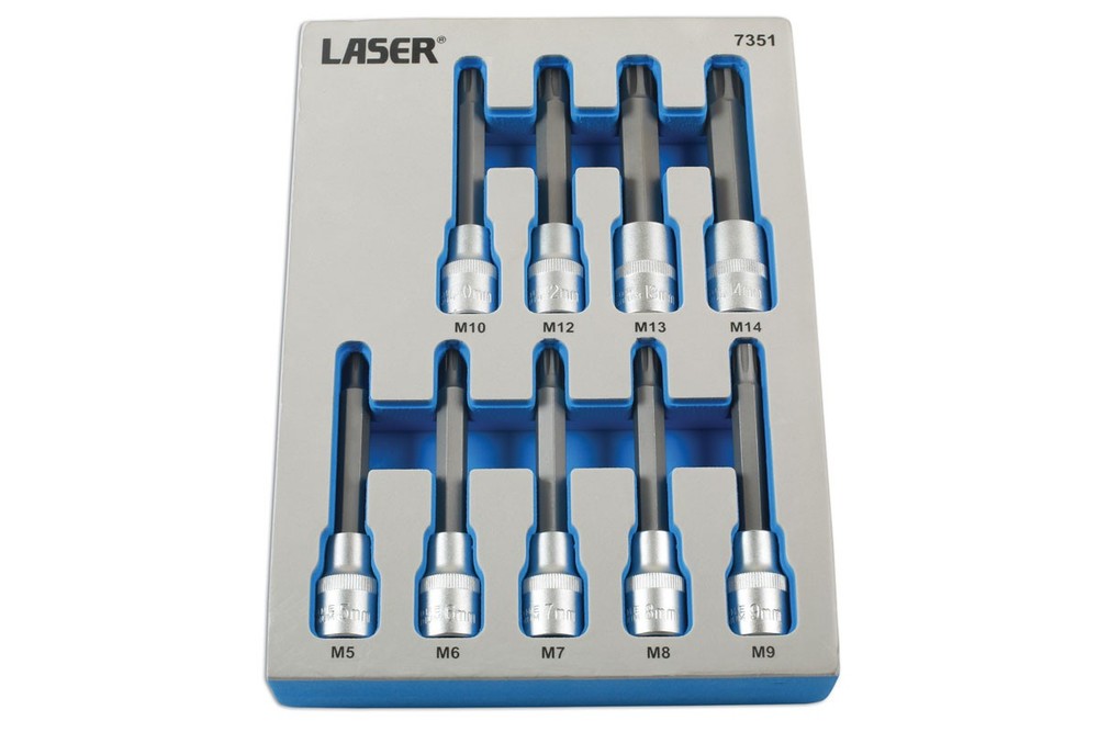 Laser Tools Tamperproof Ribe Socket Bit Set 1/2"D 9pc 7351