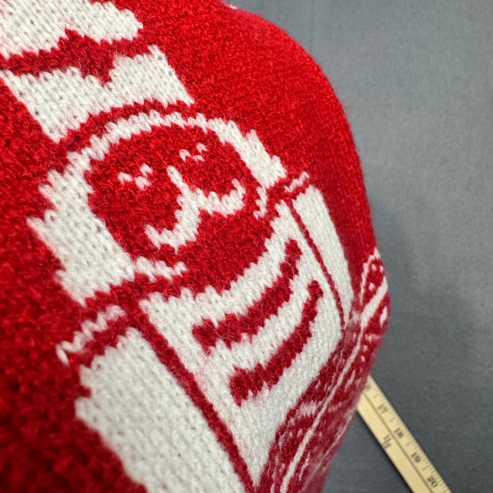 Red White Nutcracker Knit Christmas Stocking Patterned Trees Holiday Soft 18in