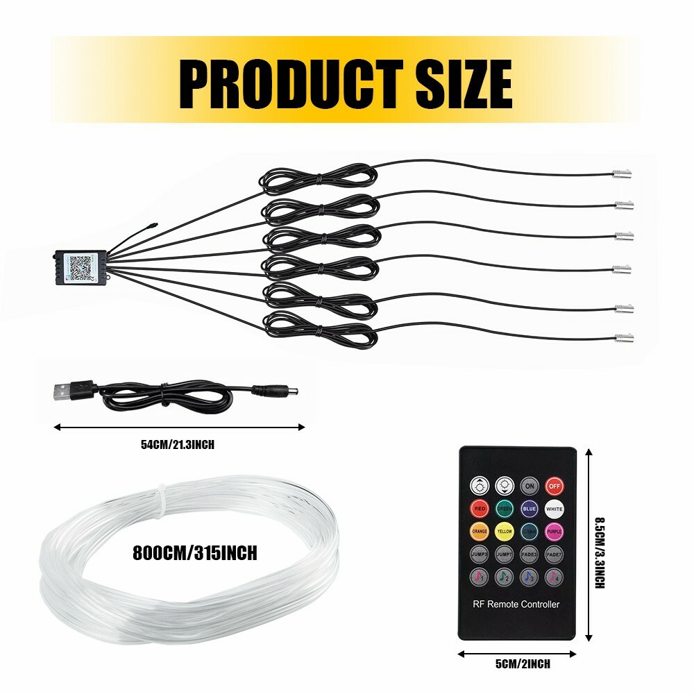 LED Car Interior Strip Light Atmosphere Neon Glow APP-Control Ambient Kit Light