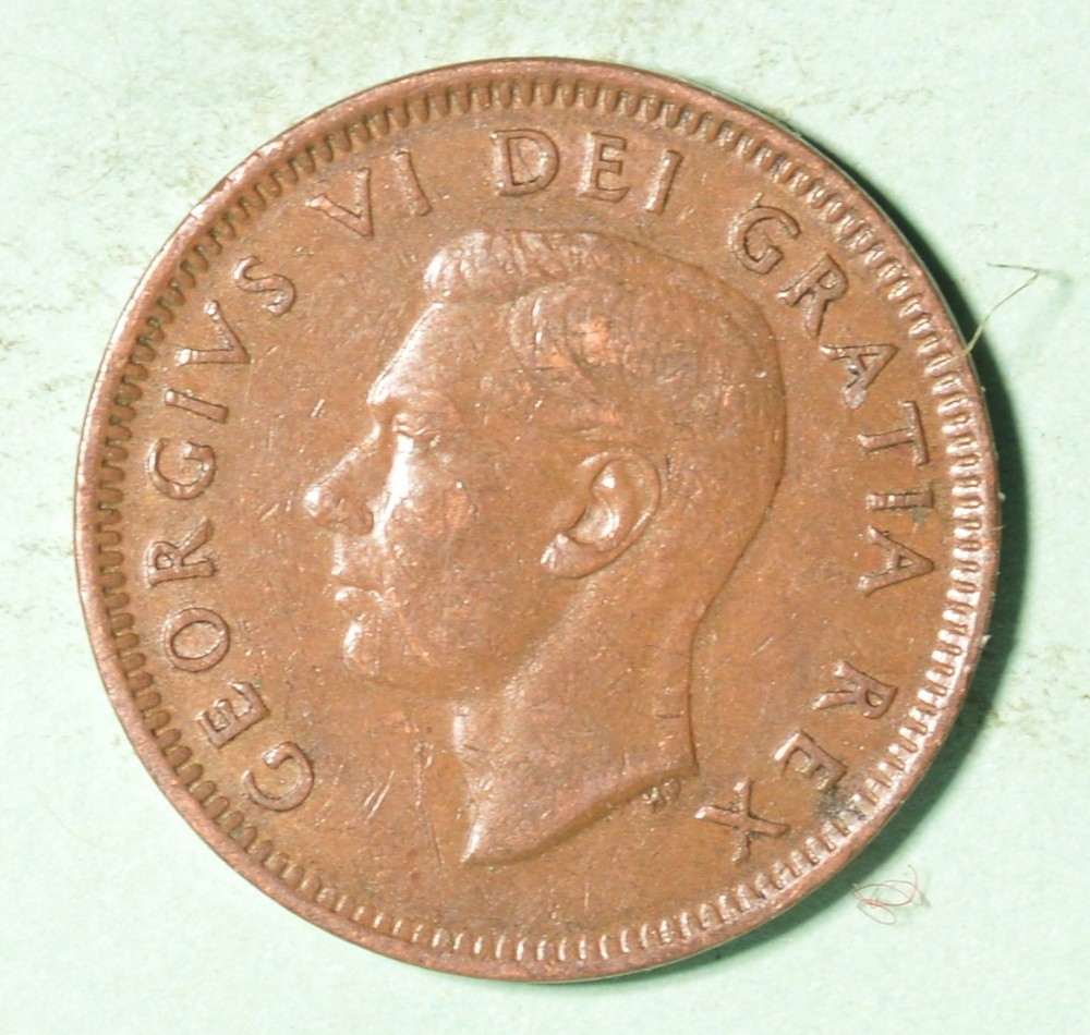 1948 1 Cent Canada 🇨🇦 Copper Penny - A BETWEEN DENTICLE - INV# D-596