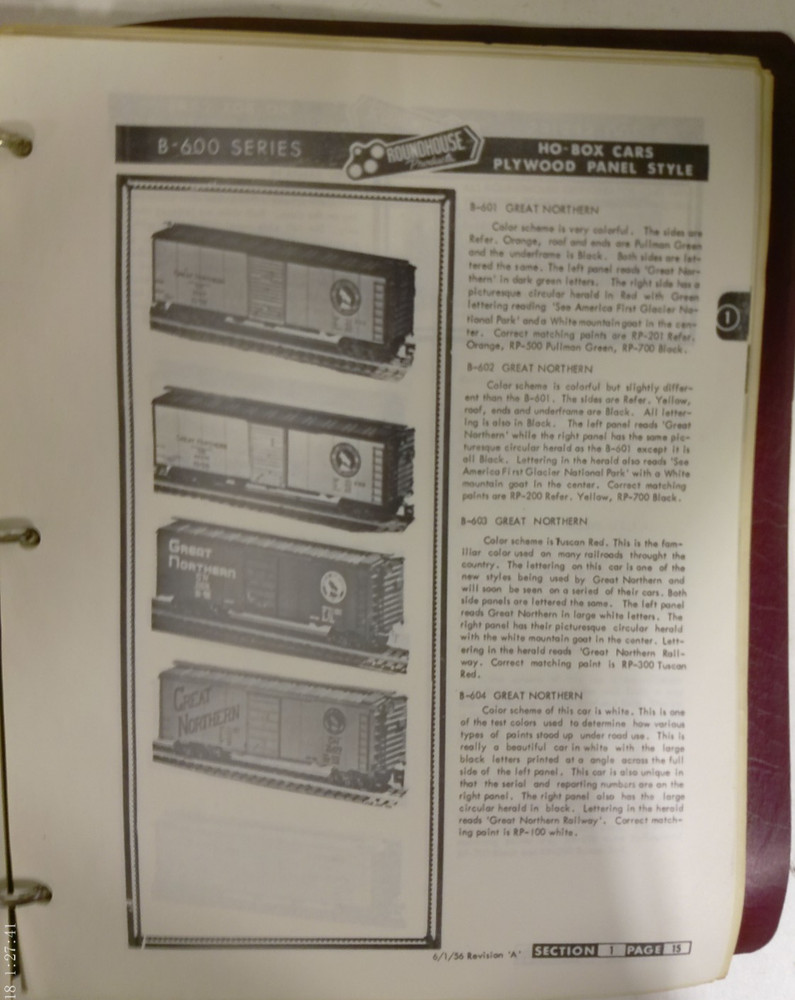 Roundhouse Model Die Casting 1956 Data Book Sheets & Binder
