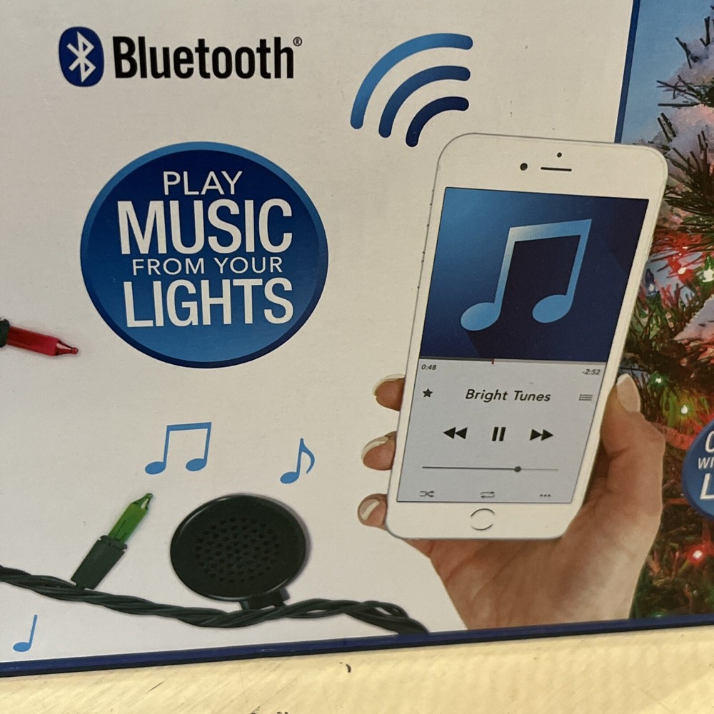 Bright Tunes String Lights with 4 Bluetooth Speakers 26’ Cord 80 Colored Lights