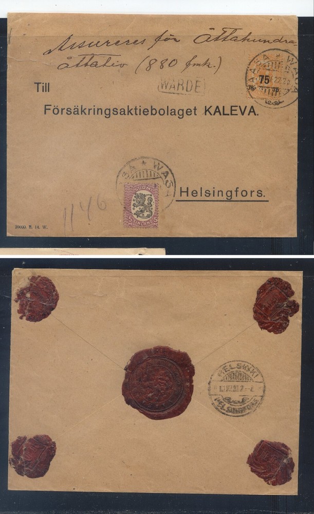 Finland  large  cover,  5 wax  seals