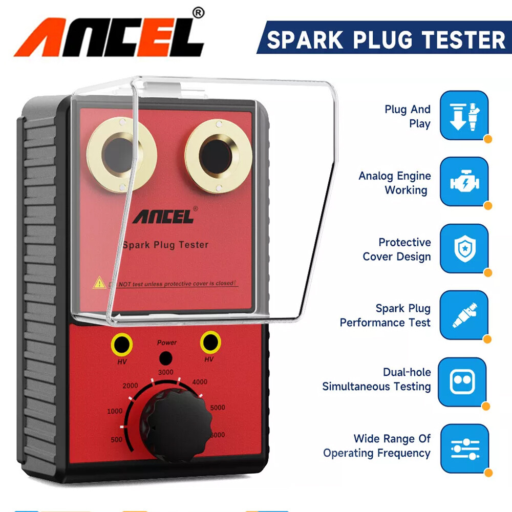 Dual Hole 12V Ancel Spark Plug Tester Ignition Plug Analyzer Diagnostic Detector
