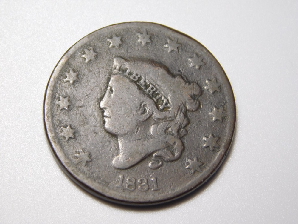 US COINS 1831 CORONET HEAD LARGE CENT