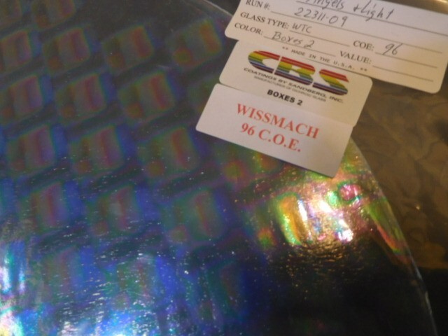Dichroic Glass:CBS 96 COE 1" Boxes Pattern on Thin Clear-3"Sq