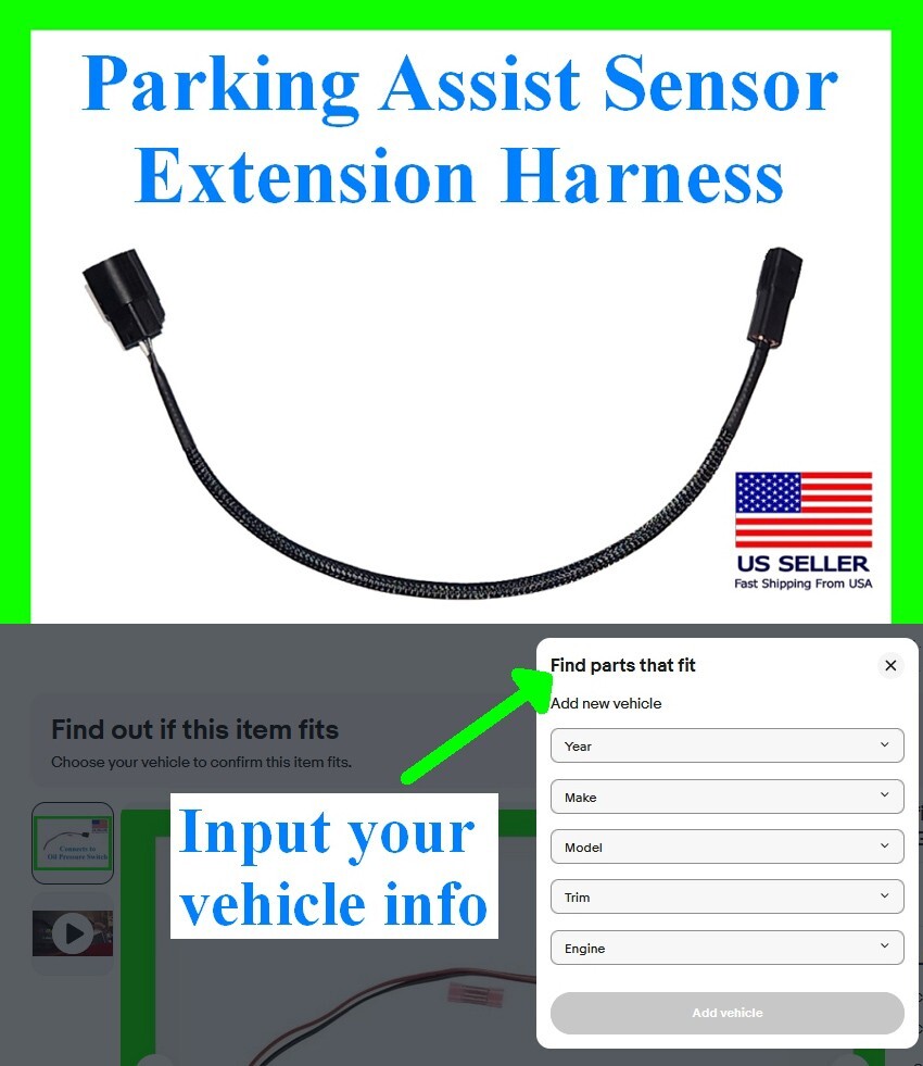 fits Chevy Ford Parking Assist Sensor Extension Harness Connector Bumper Park