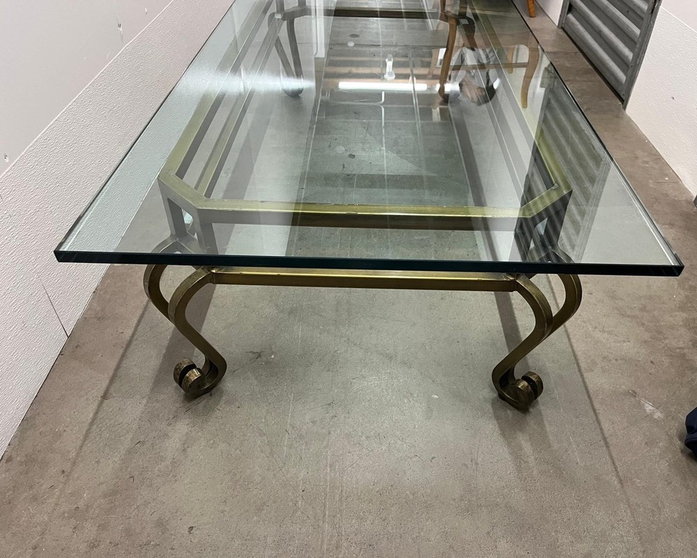 vintage glass top coffee table