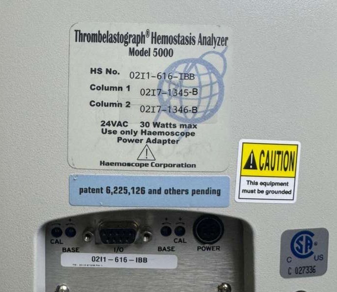Thrombelastograph Model 5000 Hemostasis Analyzer Lab Equipment Unit