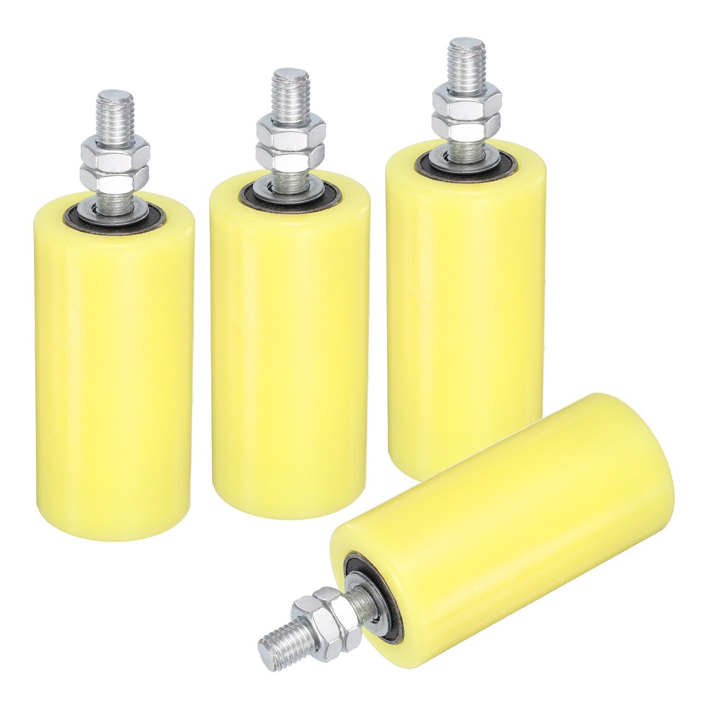 4Pcs Slide Gate Guide Roller, 4" Nylon Sliding Gate Support Assembly, Yellow