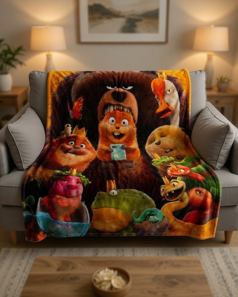 Animated Rabbit Cartoon Flannel Blanket Soft Warm Bed Throw