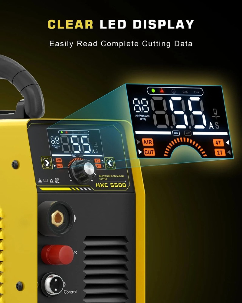 55A Plasma Cutter [Large LED Display], Non Touch Pilot ARC High Frequency Air...