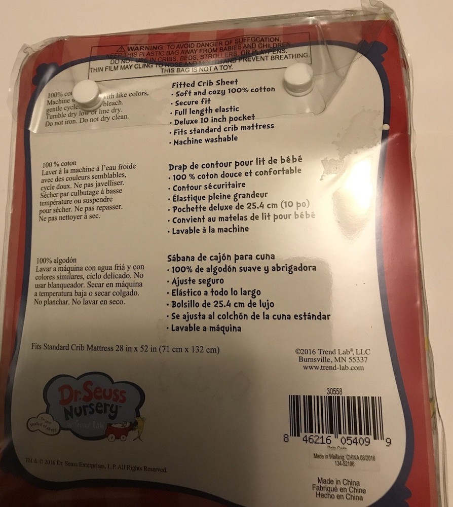 Dr. Seuss Fitted Crib Baby Sheet Alphabet