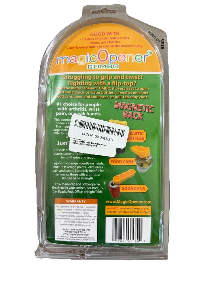 magic Openers for Bottles & Cans - Combo 1 Mini & 1 Plus -Yellow New Open Box