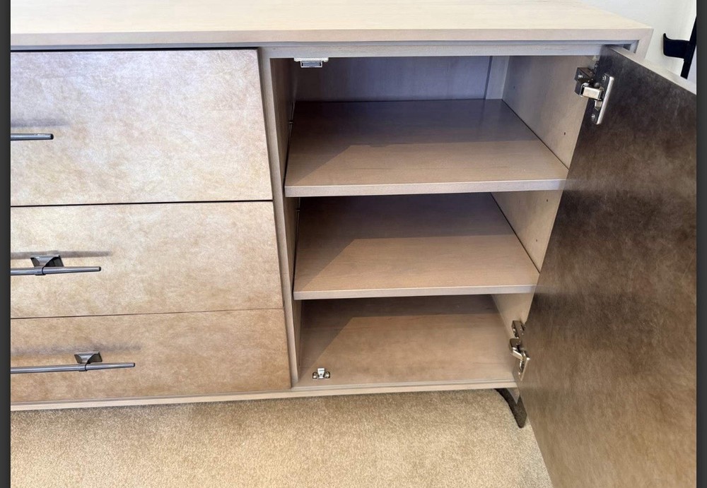 New Caracole Foiled Again Buffet with Amber Silverleaf Doors &Deep Bronze Frame