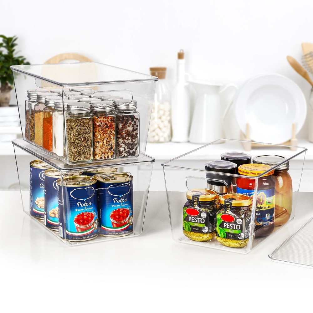 Vtopmart 6 Pack Clear Stackable Storage Bins L( 11"L x 7.5"W x 6"H), clear