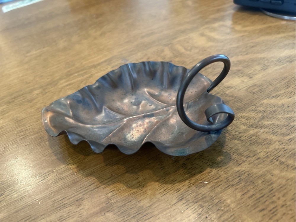 Vintage Gregorian Copper Leaf-Shaped Dish Handcrafted, Made in USA