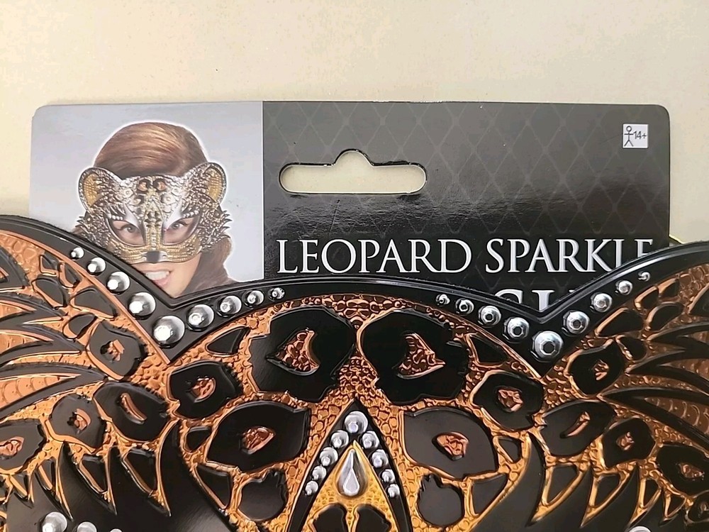 Leopard Sparkle Mask Felt Soft Plastic One Size Halloween Dress Up