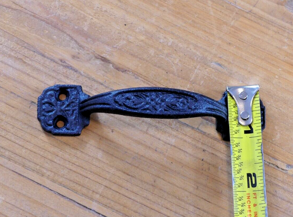 10 Small Drawer Pulls 4 1/4" Window Antique Vintage Style Rustic Cast Iron BLACK
