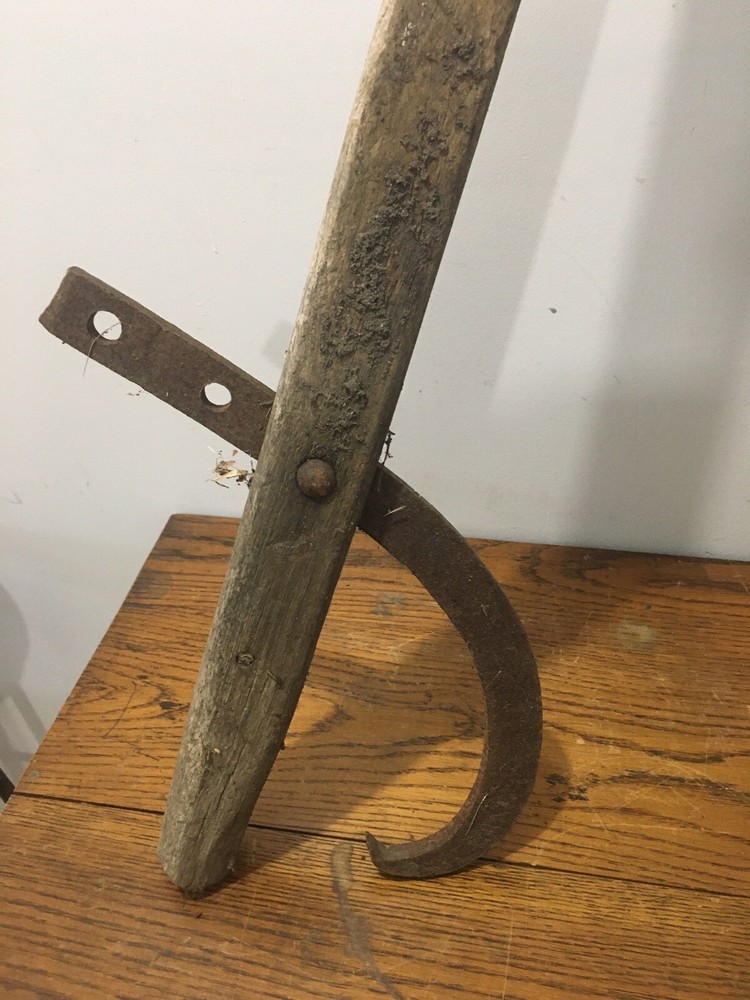 Antique Log Turner Primitive Logging Tool Hook Wood