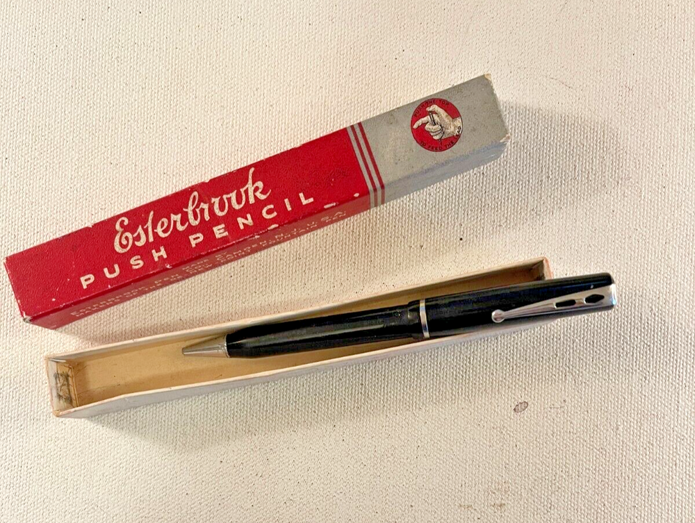 1940s Black Esterbrook Dollar Propelling Pencil original box Excellent working!