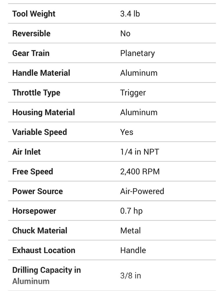 Cleco - variable speed drill motor. Model 135DPV-14B-51