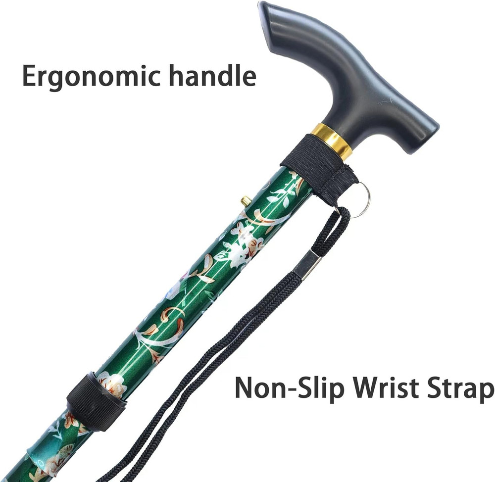 Folding Cane, 5-Level Adjustable Height Lightweight Portable Foldable Walking Ca