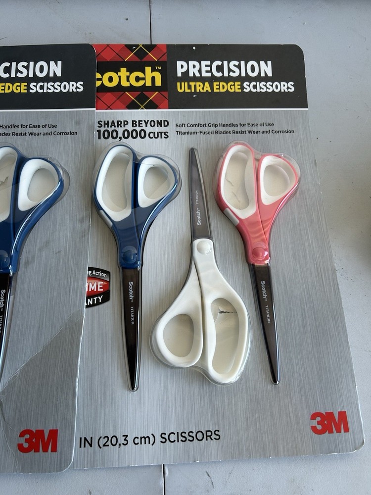 3M Scotch Precision Ultra Edge Scissors 8” – Two 3 Packs (Open box)
