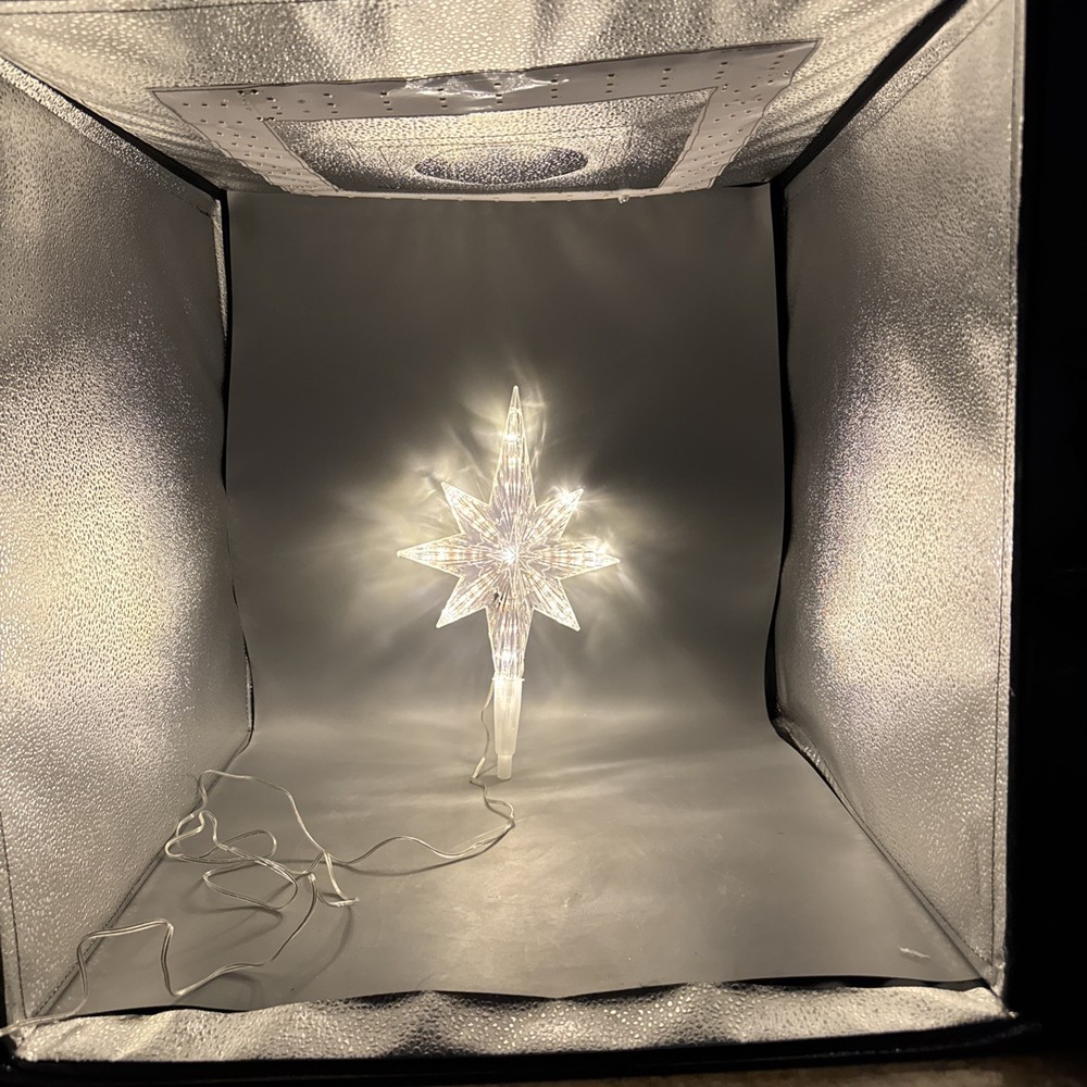 Christmas Tree Topper 13”Plastic Star with Warm White Lights