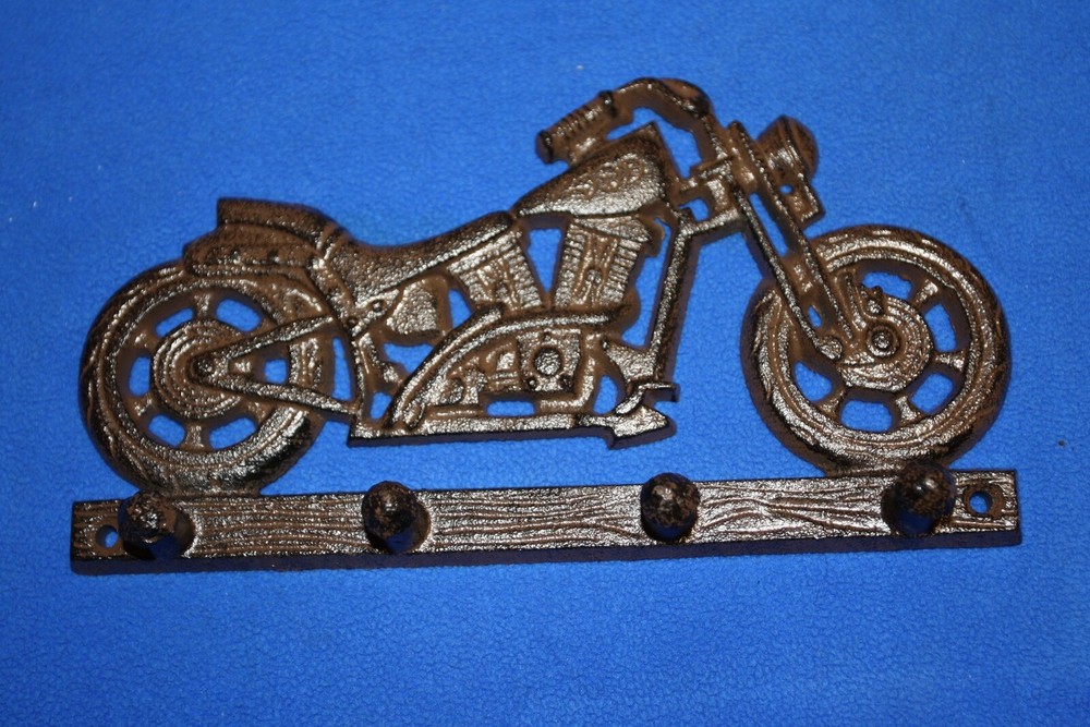 (3) Motorcycle & Rustic Tools Cast Iron Wall Hooks Gift Set, Riding High
