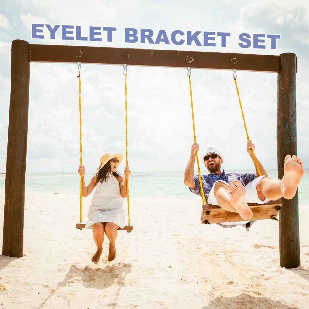 2Pcs M8 Eyelet Bracket Set Rectangular Hook Plate and Hook, Black
