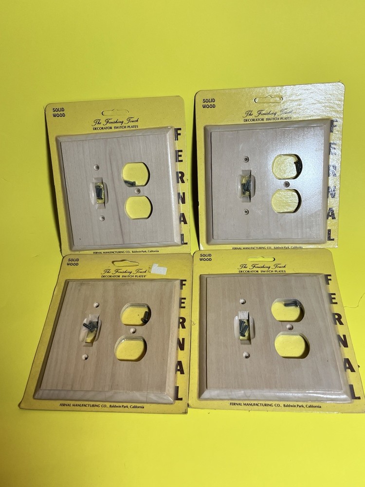 VTG Solid Wood Switch Plug Plate Lot Of 4