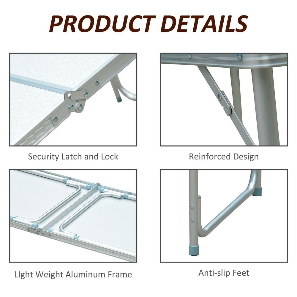 Foldable Utility Table 47in Lightweight Travel Friendly 9.5lbs