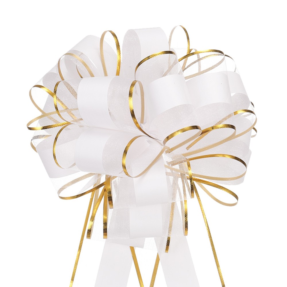 5pcs 6 Inch Large Big Pull Bow Car Gift Wrapping for Wedding Baskets, White