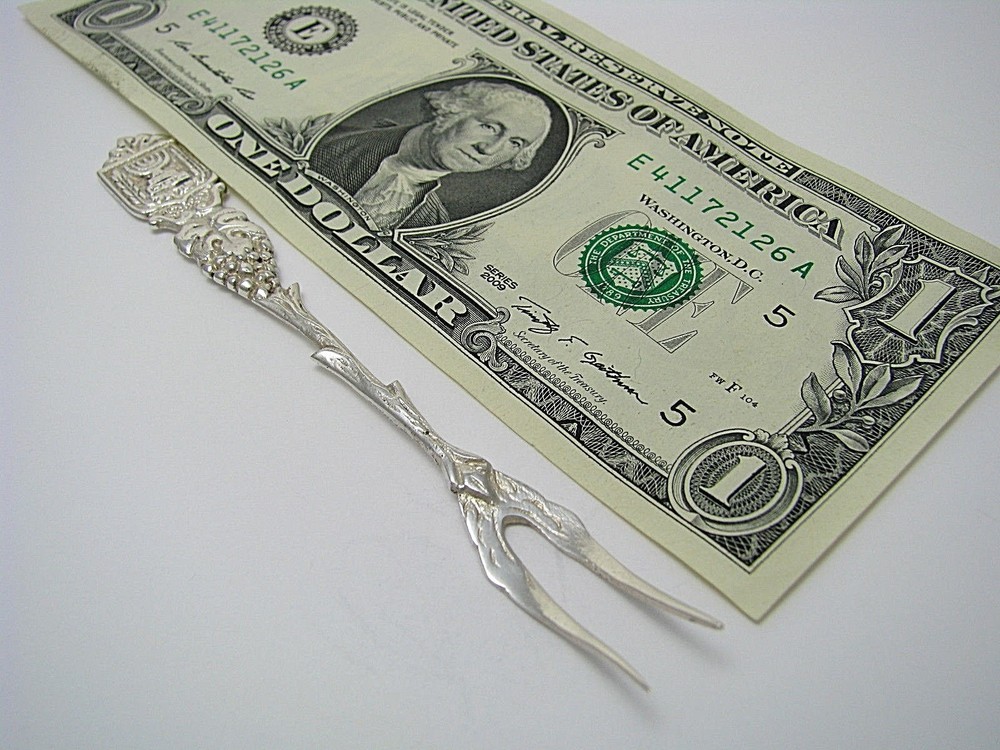 HAZORFIM SILVER FORK OLIVE PICK LEMON FORK 800 Silver Middle East Israel ca1960s