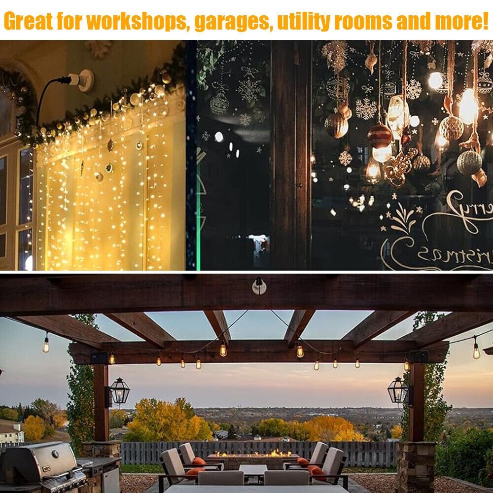 E26/E27 Light Socket to Plug Adapter 2/3 Prong Light Bulb Socket Adapter Outlet