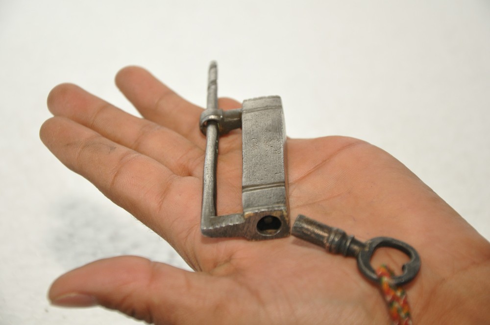 Vintage Iron Handcrafted Rectangular Screw System Padlock