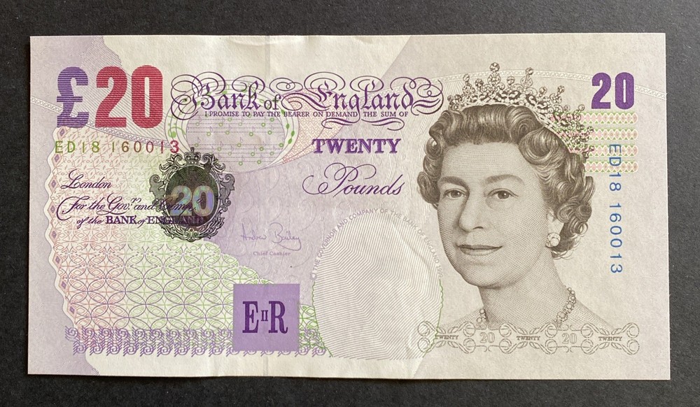 £20 Andrew Bailey Prefix ED18 Twenty Pound Note, 1999 Edward Elgar, Uncirculated