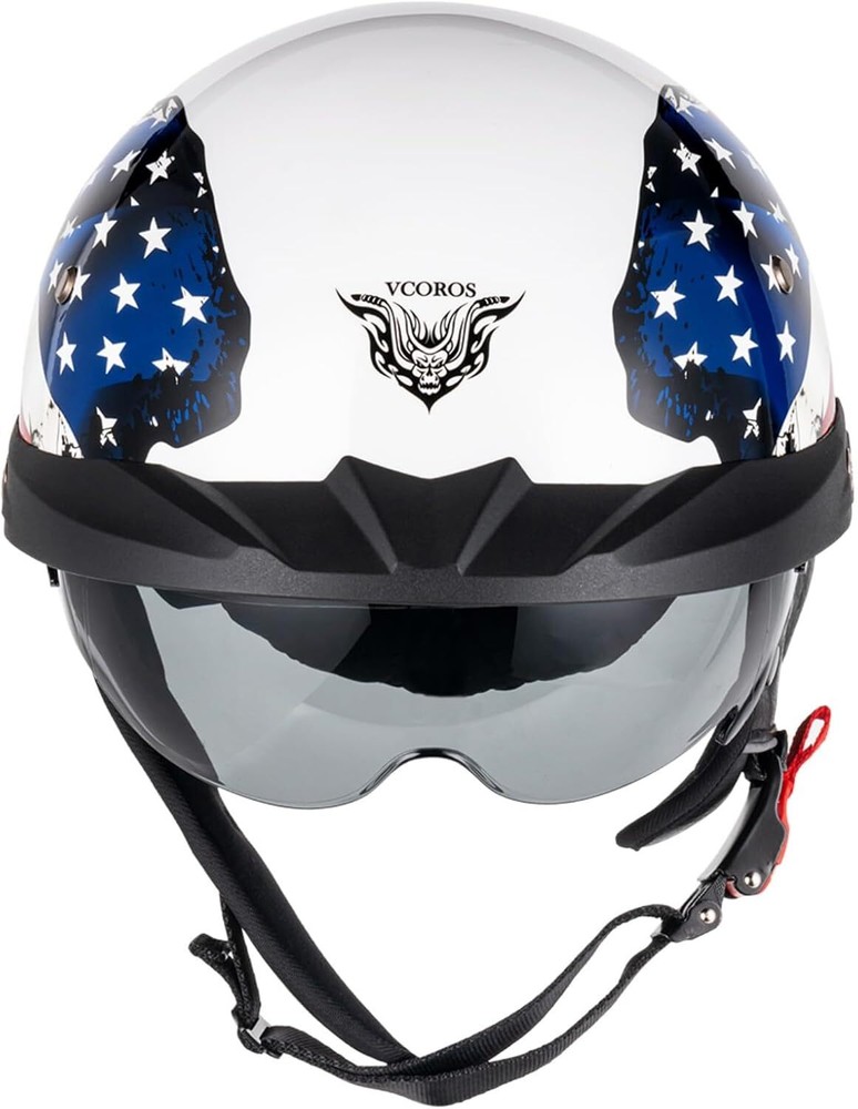 Half Helmets Motorcycle Open Face Sun Visor Quick Release Adjustable DOT Approve
