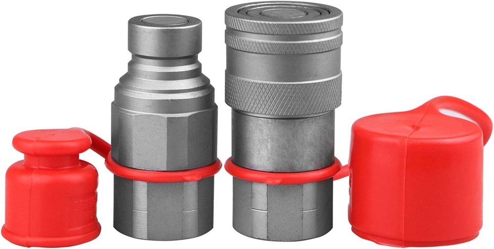Skid Steer 1/2" ISO 16028 Body + SAE Thread, Red, Silver