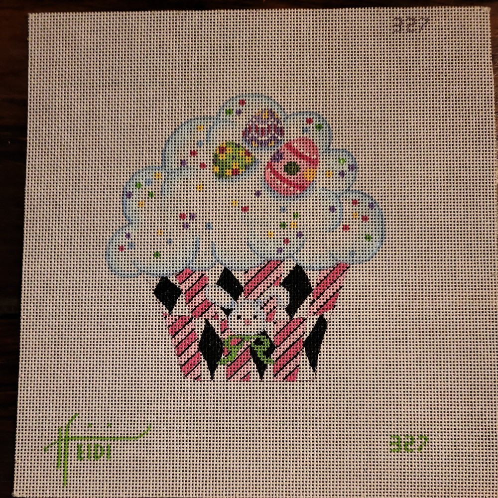 Sweet Bunny Easter Cupcake Needlepoint Canvas