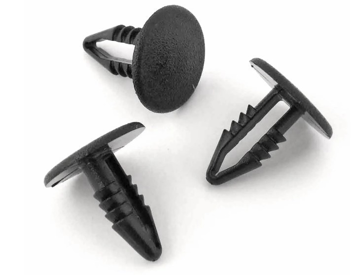 Push Fit Interior Trim Panel Clip Fasteners Black Button Head 4-5mm Hole - 10 Pc