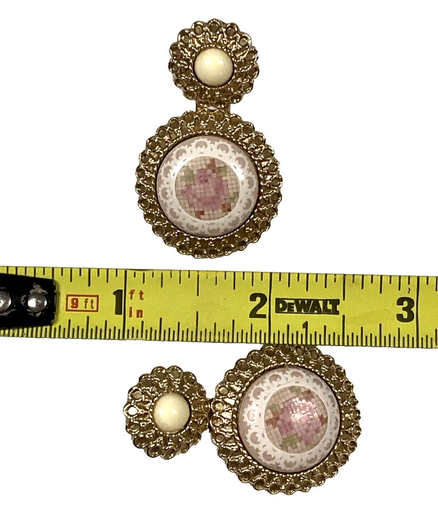 Needlework Design Lucite Pierced Drop Earrings