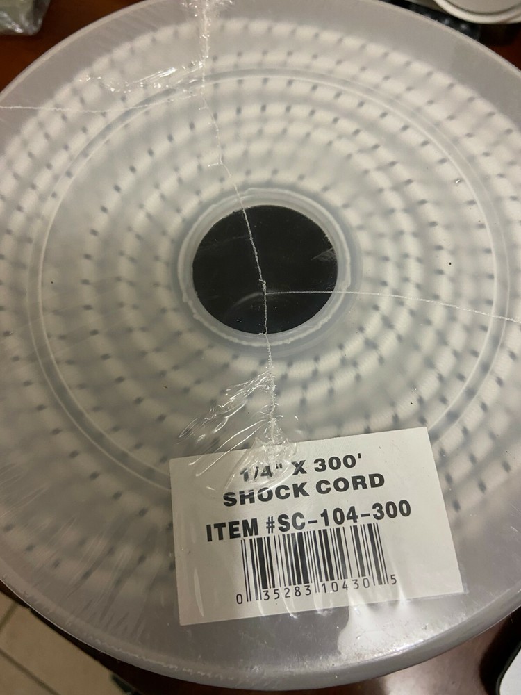 1/4" 300' Shock Cord White W/ Black Tracer