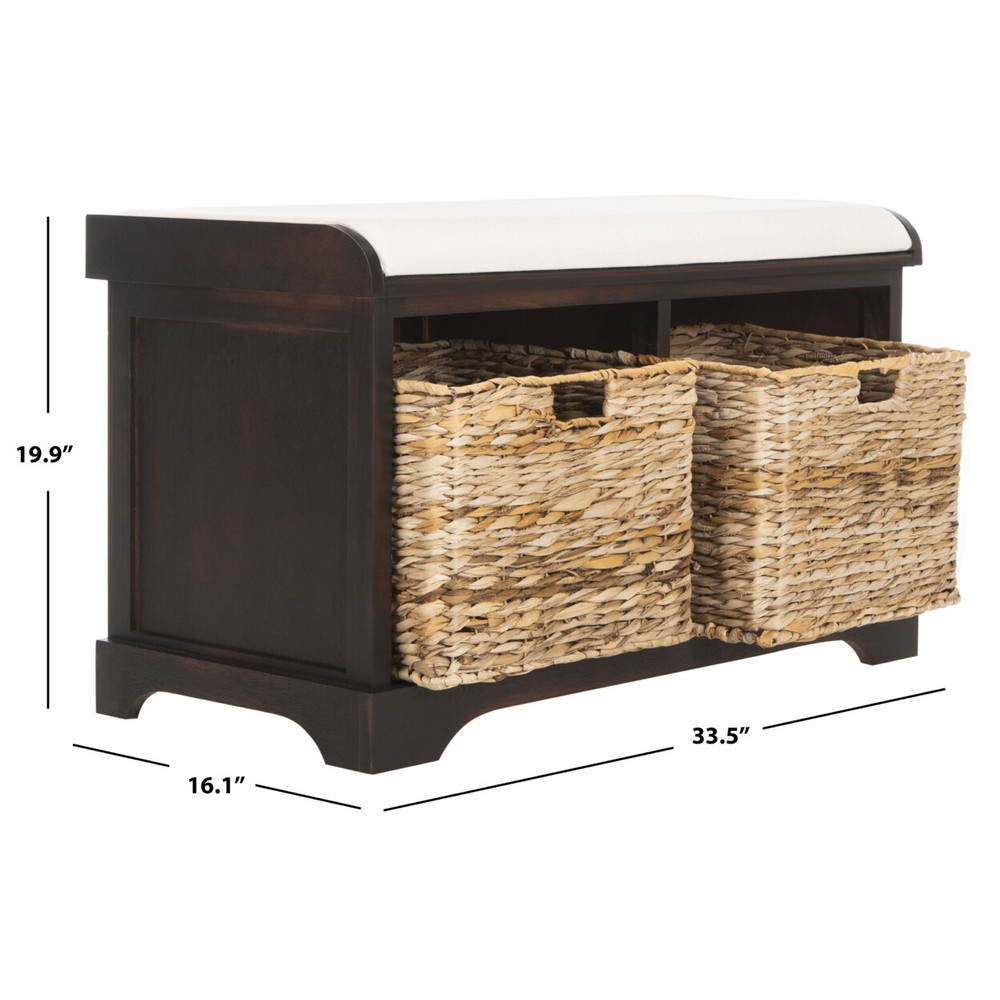 SAFAVIEH Freddy Wicker Storage Bench | Brown |